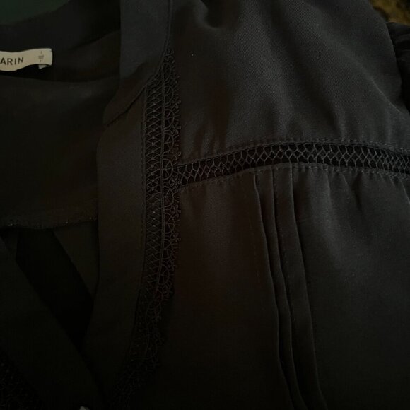 Grace Karin Women's Short Puff Sleeve Black Button Down V Neck Pleated Shirt XL - Picture 7 of 13